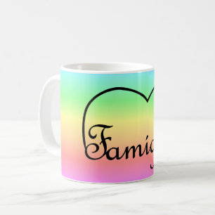 Caneca De Café Famiglia Família Italiana coração arco-íris