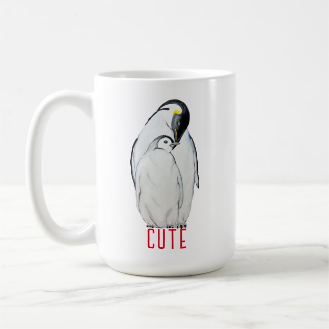 Caneca De Café Família bonita de pinguins imperadores T-Shirt (Esquerda)