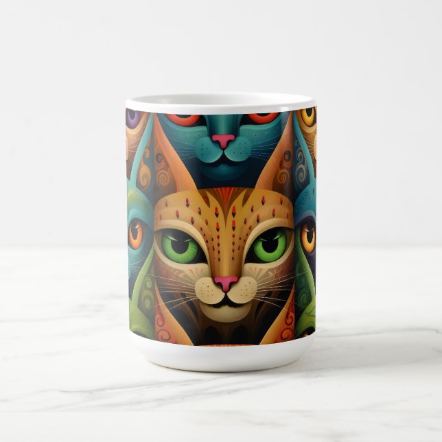 Caneca De Café Família Cat Colorida Whimsical 2b (Centro)