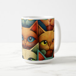 Caneca De Café Família Cat Colorida Whimsical 4b