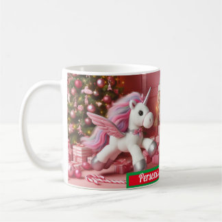 Caneca De Café Família chritmas unicórnio rosa