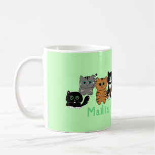 Caneca De Café Família Colorida de Gatos Kawaii Gatos Cute Gift