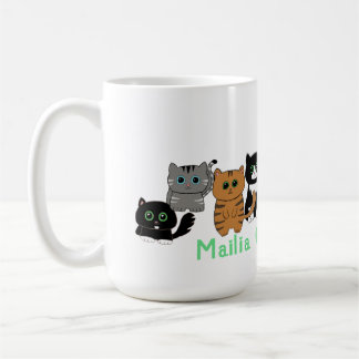 Caneca De Café Família Colorida de Gatos Kawaii Gatos Cute Gift