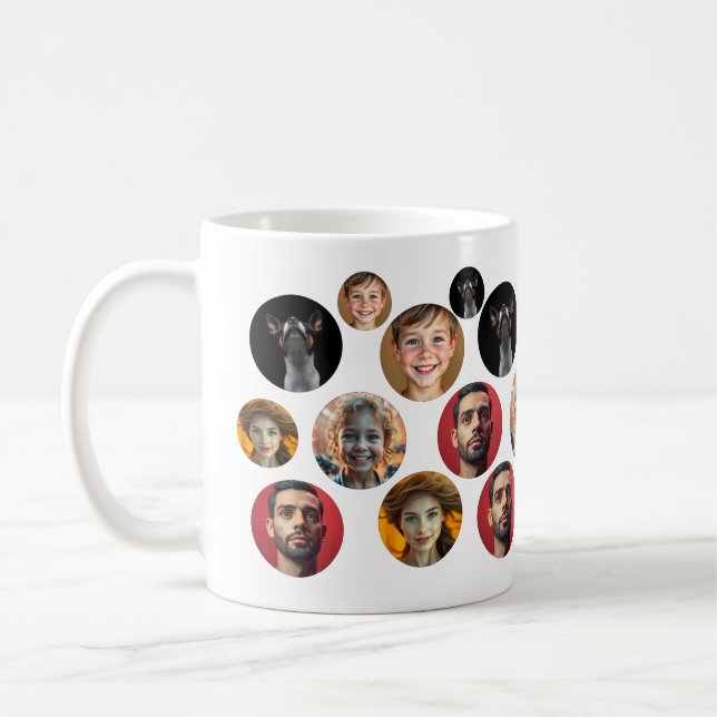 Caneca De Café Família Cute Personalizada Face 5 Fotos (Esquerda)