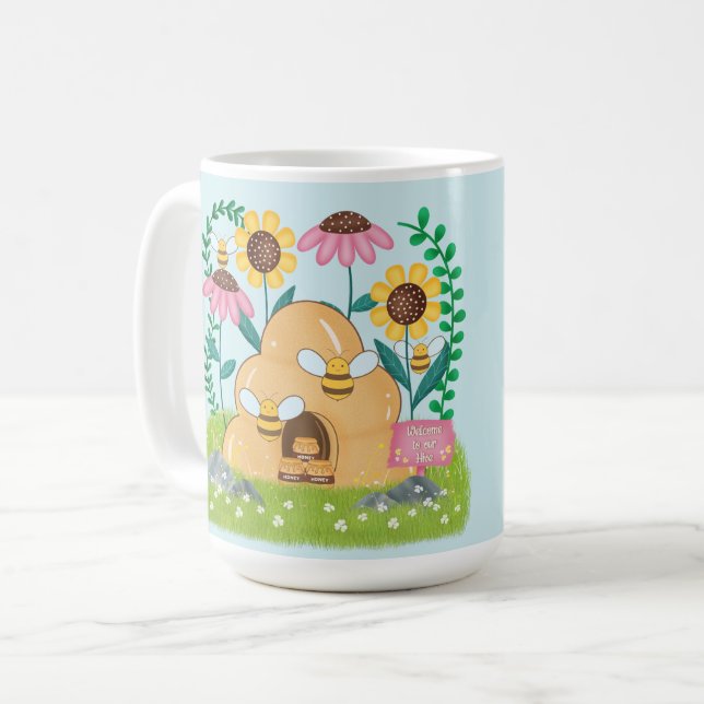 Caneca De Café Família de Abelhas Melíferas (Frente Esquerda)