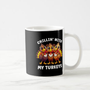 Caneca De Café Família De Ação De Graças Chillin Com Meus Perus E
