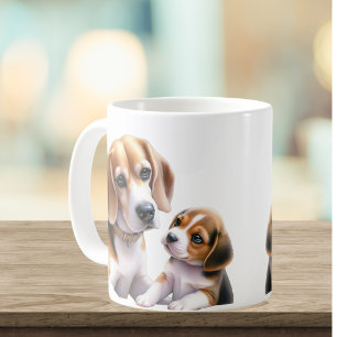 Caneca De Café Família de Beagle Fofa Personalizar
