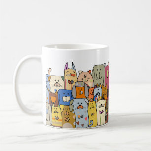 Caneca De Café Família de cães engraçados, padrão sem costura