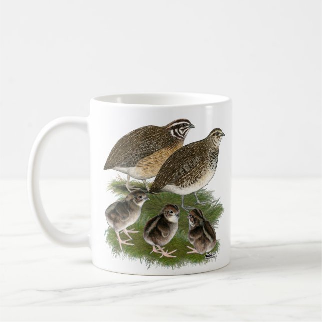 Caneca De Café Família de Codorniz Coturnix (Esquerda)