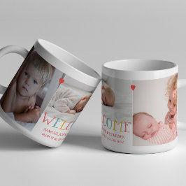 Caneca De Café Família de colagens fotográficas bem-vindos ao beb