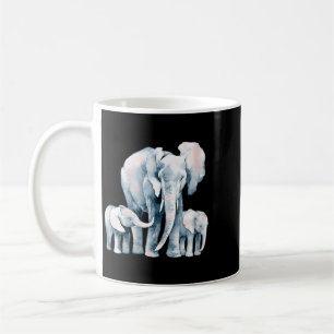 Caneca De Café Família de Elefantes Feminino Três Safari de Aquar