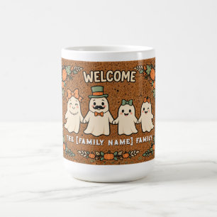 Caneca De Café Família de Fantasmas Fofos Tapete de Entrada de Ha