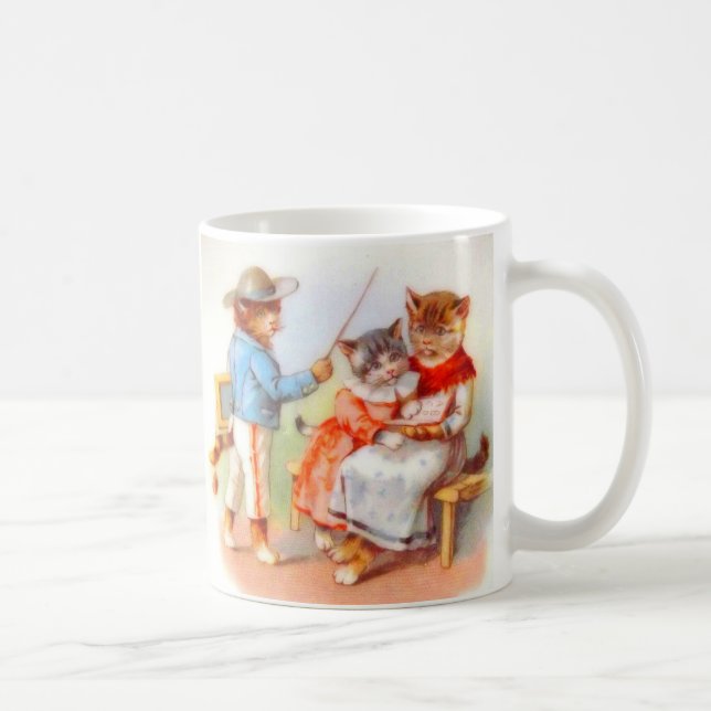 Caneca De Café Família de gatinhos vestidos vitorianos (Direita)