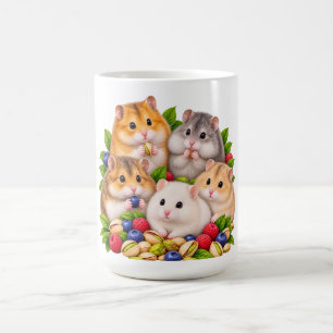 Caneca De Café Família de hamsters fofa com frutas vermelhas e pi