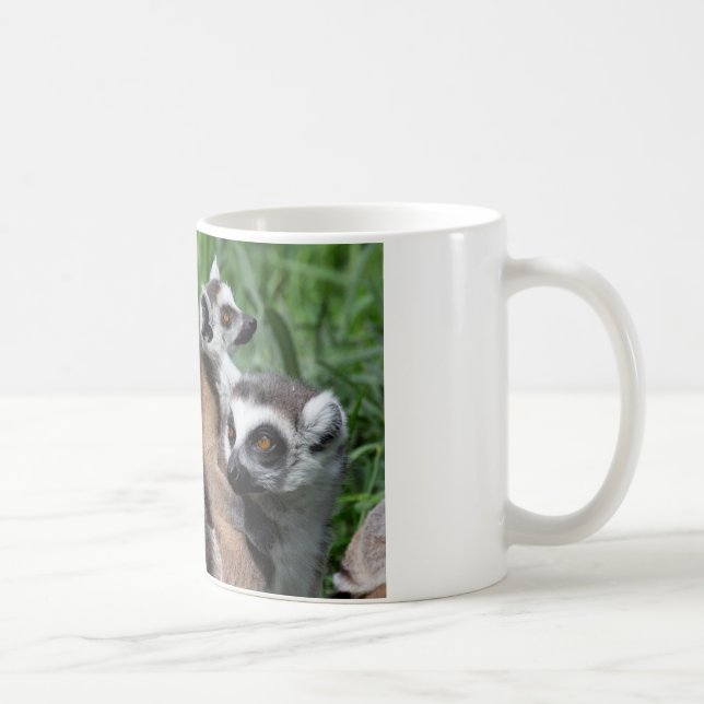 Caneca De Café Família de Lemur de Ring-tail (Direita)
