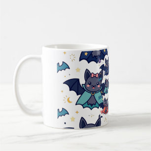 Caneca De Café Família de Morcegos Vampiros Meia-Noite das Bruxas