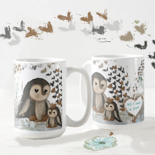 Caneca De Café Família de pinguins bonita Mug (Cute penguins family Mug)