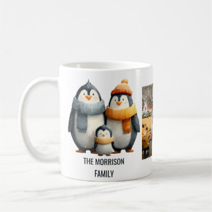 Caneca De Café Família de Pinguins de Inverno Aconchegante