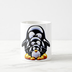 Caneca De Café Família de Pinguins Empilhados