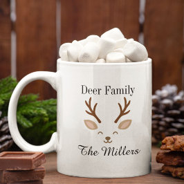 Caneca De Café Família de Veados Natal Minimalista Rena