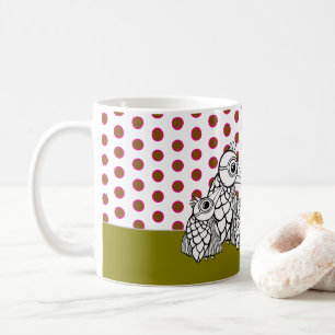 Caneca De Café Família e Bolinhas de aves