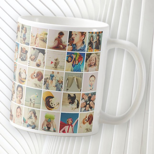 Caneca De Café Família e Pet Modernos de 30 Fotos Personalizadas (Criador carregado)