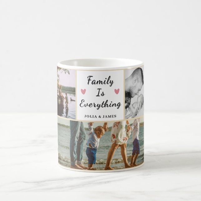 Caneca De Café Família É Tudo - Personalizada 5 Fotografias Perso (Centro)