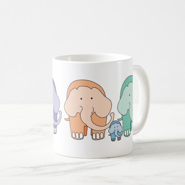 Caneca De Café Família Elefante (Frente Esquerda)