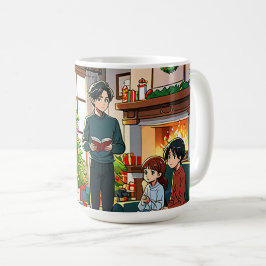Caneca De Café Família em torno da lareira no Natal - Mug
