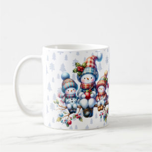 Caneca De Café Família Festiva de Snowman - Design de Mug de Nata