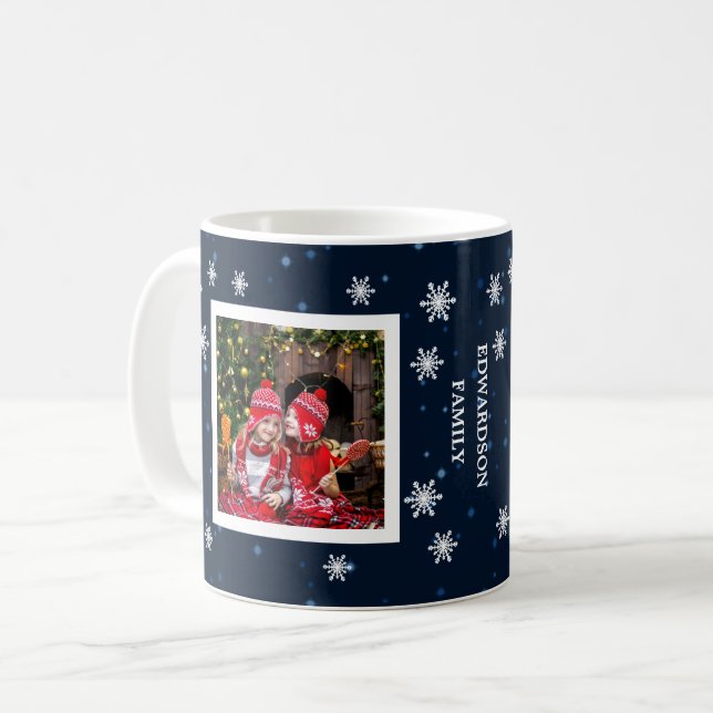 Caneca De Café Família foto colagem nome família estrelas do céu  (Frente Esquerda)