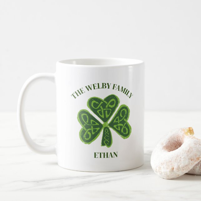 Caneca De Café Família Irlandesa Vintage Celular Shamrock Persona (Com Donut)