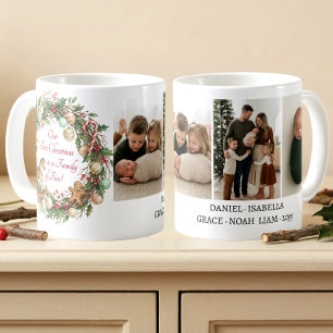 Caneca De Café Família Nostálgica de Cinco Pessoas na Primeira Fo