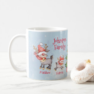 Caneca De Café Família Personalizada Bonita de 4 Reenas de Natal