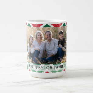 Caneca De Café Família Personalizada com Foto em Chevron Vermelho