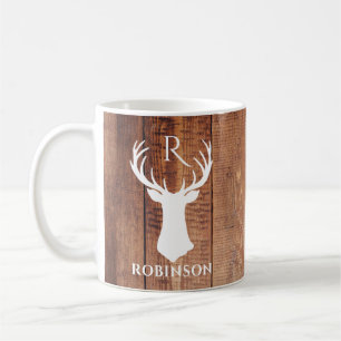 Caneca De Café Família Russa Monograma Madeira Estilo Deer Antle