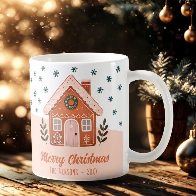 Caneca De Café Família Snowflakes Casa de Biscoito de Natal (Criador carregado)