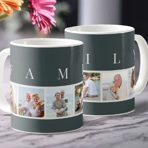 Caneca De Café FAMÍLIA Tipografia Moderna e Quadro de 6 Fotos em