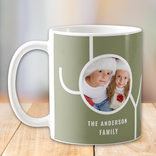 Caneca De Café Familiar Natal Personalizado Foto Verde (Criador carregado)
