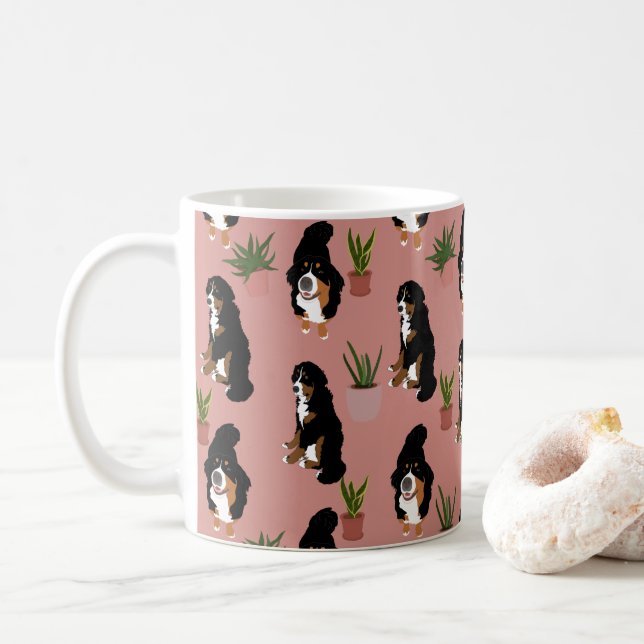 Caneca De Café Famílias de Cães de Montanha Bernese (Com Donut)