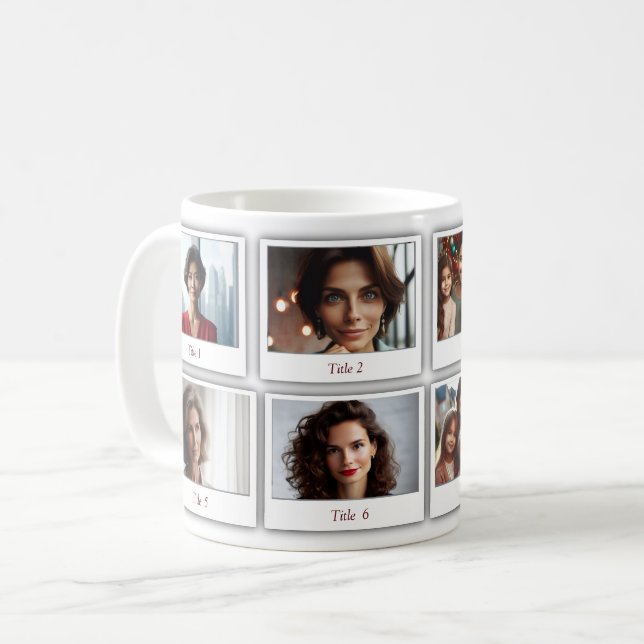 Caneca De Café Famílias Personalizadas Oito Fotos (Frente Esquerda)