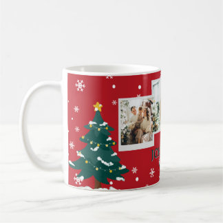 Caneca De Café Family 3 Photo Collage Personalized Christmas