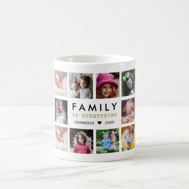 Caneca De Café  Family Is Everything Quote Name 20 Photo Collage (Centro)