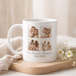 Caneca De Café Family Photo Collage with Custom Text