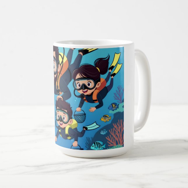 Caneca De Café Family Scuba Diving Fun (Frente Esquerda)