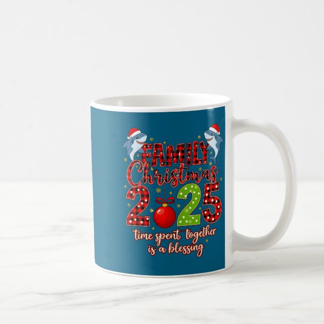 Caneca De Café Family Shark Christmas 2025 Santa Merry Time Spent (Direita)