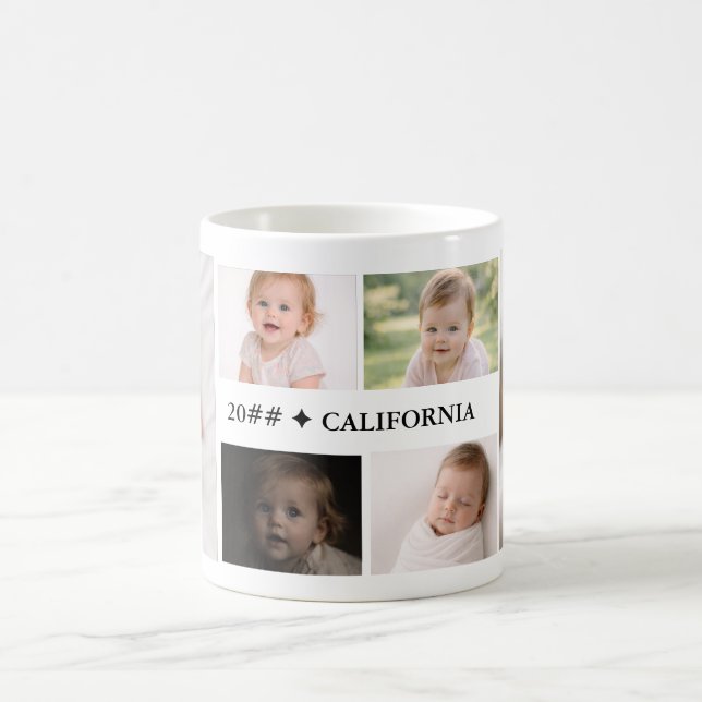 Caneca De Café  Family Summer Photo Collage with 6 Photos ☀️ (Centro)