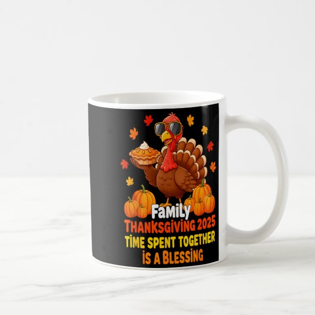 Caneca De Café Family Thanksgiving Crew 2025 Funny Turkey Matchin (Direita)