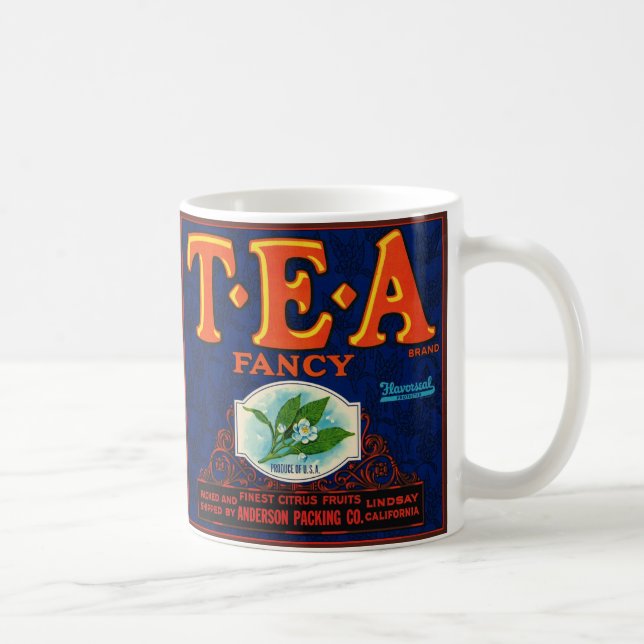 Caneca De Café Fancy Tea Label  Mug (Direita)