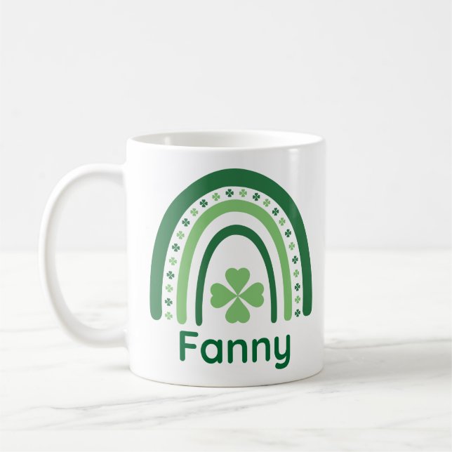 Caneca De Café Fanny Name Clover Boho Rainbow (Esquerda)